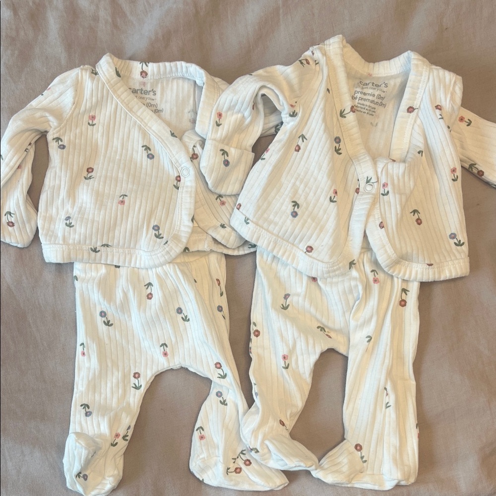 Carter's Cream Baby Outfit Set with Floral Accents